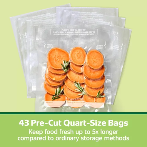 Vista 8 de Bolsas de sellado al vacío precortadas de cuarto de galón FoodSaver, bolsas de almacenamiento al vacío de fácil uso, bolsas de almacenamiento