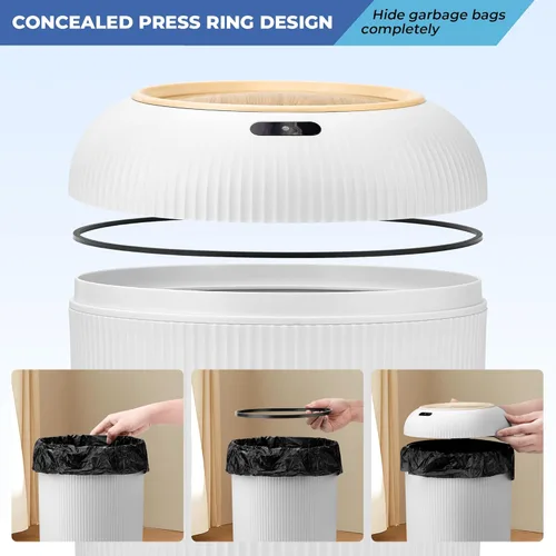 Vista 7 de Pukomc Papelera con sensor inteligente, conveniente e higiénico, fácil de usar, sensor de tecnología, impermeable, papelera de plástico para cocina
