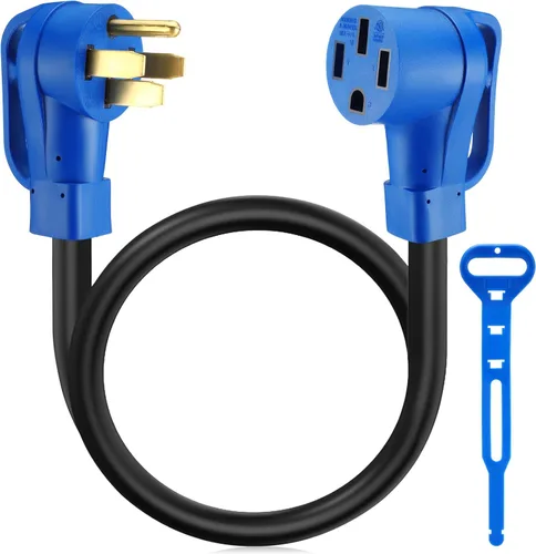 Kanayu - Cable de extensión de 3 pies y 50 amperios para RV/EV compatible con NEMA 14-50P a 14-50R, listado ETL, 4 clavijas flexibles, resistente