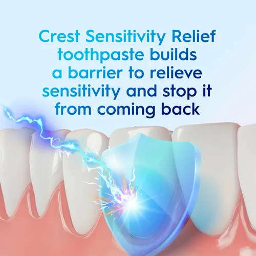 Vista 4 de Crest Sensitivity Pasta de dientes 4.8 onzas (paquete de 3), alivia la sensibilidad, fortalece las encías, anticaries clínicamente probada, pasta