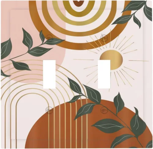 Vista 106 de Cubiertas de Enchufe Dúplex de 1 Gang con Hojas Florales de Eucalipto Azul en Acuarela, Placa Frontal Decorativa para Interruptor de Luz, Placa