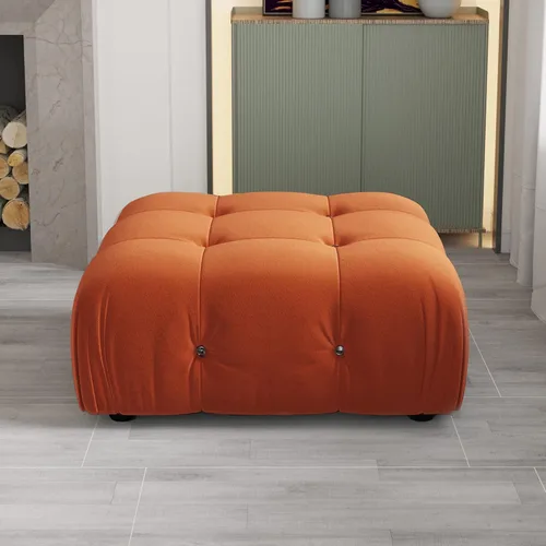 Vista 94 de Sofá modular convertible, moderno sofá recto de terciopelo de 3 plazas para sala de estar, apartamento (104 pulgadas/negro)