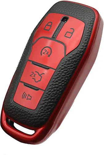 Funda para llavero para Ford F150 Explorer Fusion Mustang Edge Lincoln MKZ MKC MKX TPU suave accesorios para automóvil inteligente (rojo)