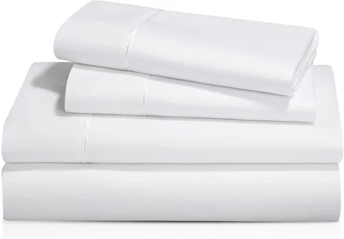 Juego de sábanas de 100 % algodón orgánico, súper suave y transpirable de 350 hilos, tejido de percal de algodón con certificación GOTS, 4 piezas