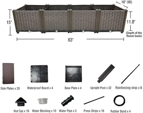 Vista 5 de TDDSS Macetas grandes para plantas al aire libre, macetas elevadas de jardín, cajas de jardín perfectas para jardín, patio, balcón, terraza