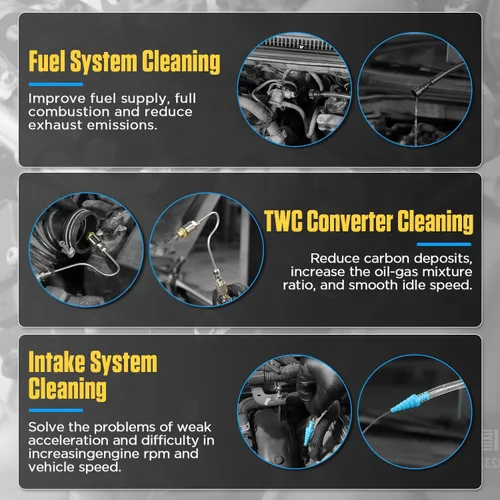 Vista 3 de Kit de herramientas de limpieza de inyector de combustible, limpiador de sistema de combustible sin desmontaje, 33.8 fl oz, 150 PSI, kit