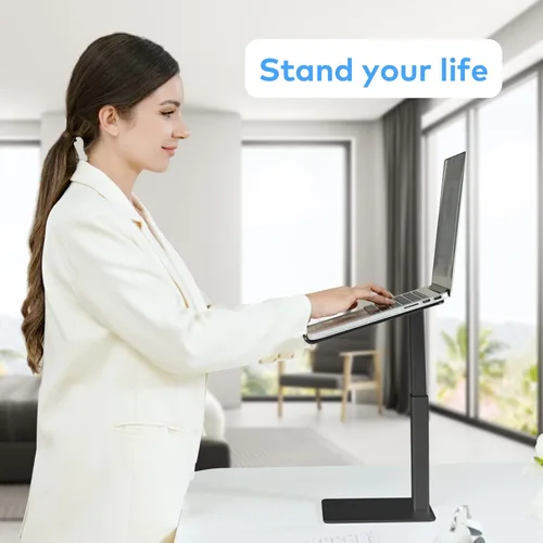 Vista 2 de Soporte para Escritorio de Computadora Portátil, Soporte de Aluminio Ergonómico para Computadora Portátil con Altura Ajustable de 7-15", Elevador