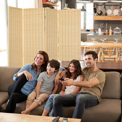 Vista 7 de Divisor de habitación de bambú, 4 paneles, pantallas de privacidad plegables para separación de habitaciones, divisor de habitación independiente