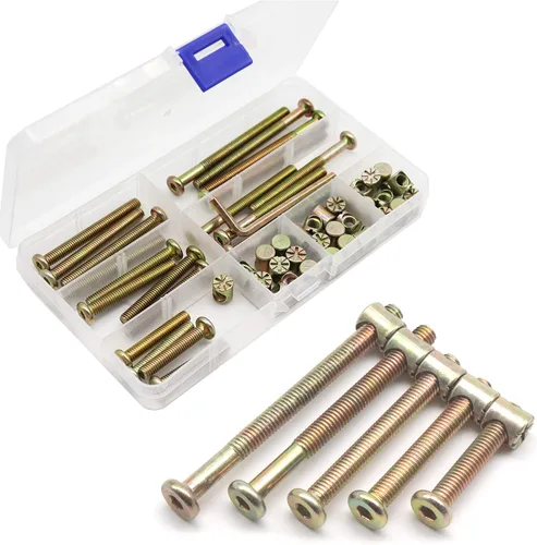Vista 7 de cSeao M6 - Kit de tornillos para cama de bebé, tornillos hexagonales M6, tuercas de barril, kit surtido M6 x 0.591 in/0.984 in/1.378 in/1.772
