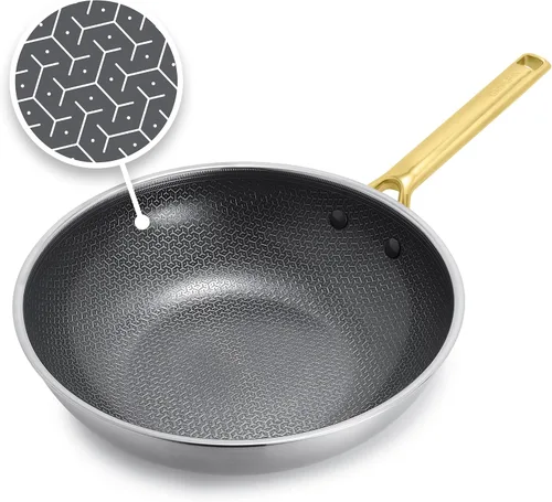 GreenPan Sartén Wok híbrida antiadherente de acero inoxidable de 11 pulgadas, Sartén de cerámica APEX Tri-Ply Thermobond sin PFAS, compatible con