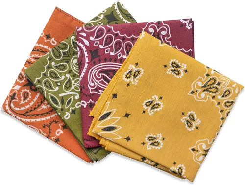 Paquete de 4 bandanas de cachemira, hechas en Estados Unidos, bandanas multiusos para hombres y mujeres, 100% algodón Cosecha