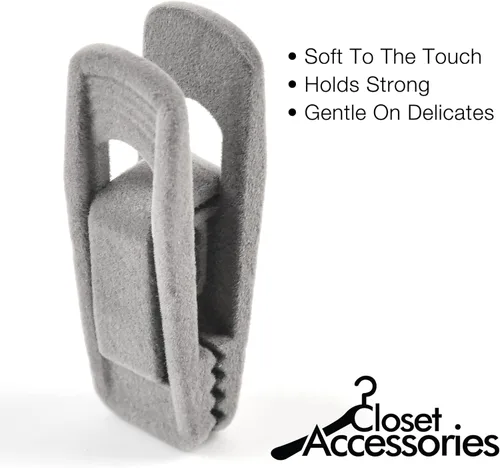 Vista 7 de Paquete de 20 clips para colgar perchas de terciopelo, perchas de terciopelo de material duradero, clips para perchas para ropa de bebé, clips