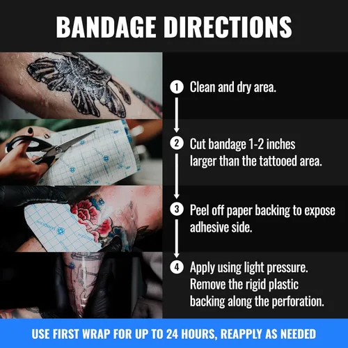 Vista 3 de Saniderm Vendaje Original para Cuidado Posterior de Tatuajes (Rollo Pequeño, 4 pulgadas x 8 yardas)
