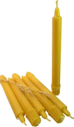 Vista 10 de Velas cónicas coloniales 100% de cera de abejas orgánicas hechas a mano, 8 pulgadas de alto, 7/8 pulgadas de diámetro; (2)