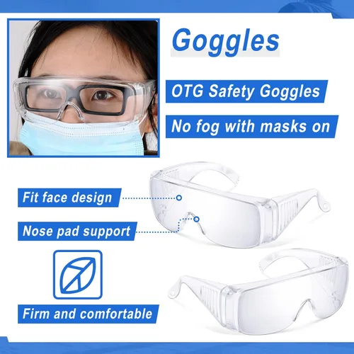 Vista 3 de Kanayu Safety Glasses Bulk Protective Goggles over Eyeglasses Anti Fog Scratch Resistant Clear Eye Protection for Men Women