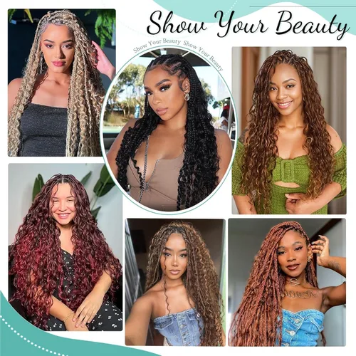 Vista 90 de Cabello Humano para Trenzar para Trenzas Boho 3 Paquetes/Pack 110g (3.88 oz) 14 Pulgadas Cabello Humano a Granel Ondulado Profundo para Trenzar