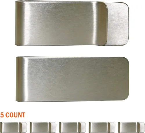 Vista 4 de IFAMIO Billetera de acero inoxidable Clip para dinero 5 unids tarjeta de crédito titular de efectivo minimalista, plateado