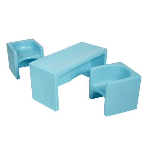 Vista 22 de ECR4Kids Tri-Me - Juego de mesa y sillas cubo, muebles multiusos, color aguamarina, 3 piezas