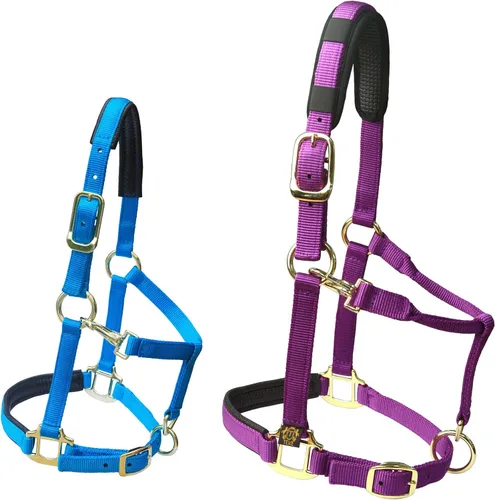 Vista 4 de T TEKE Cabestros ajustables para caballos de nailon suave resistente, acolchados con neopreno gofre antiroces tanto en corona como en nariz