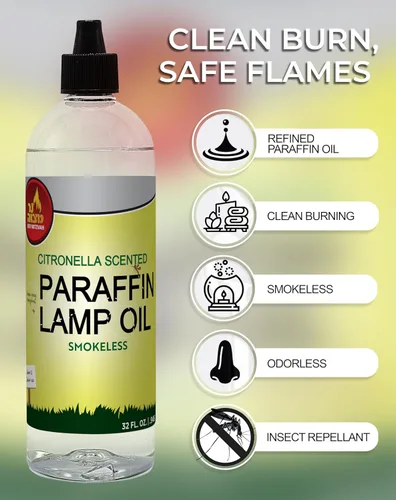 Vista 2 de Ner Mitzvah Aceite de lámpara perfumada de citronela, 32 onzas, sin humo e inodoro, repelente de insectos y mosquitos, aceite de parafina