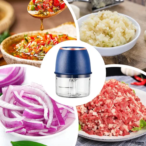Vista 4 de Mini procesador de alimentos – Potente motor de 10.1 onzas líquidas recargable por USB, mini procesador de alimentos, diseño compacto y eficiente