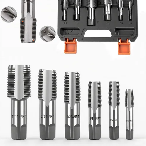 Vista 7 de HORUSDY Kit de 5 piezas de grifos de tubería NPT con estuche de almacenamiento resistente, herramientas de roscado de acero al carbono de alta