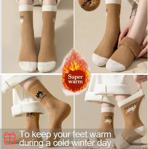 Vista 6 de Nana Bolian 56 Pack Winter Soft Warm Socks, Thick Knit Wool Crew Socks, Fuzzy Socks, Multicolor, Free Size for Women & Men