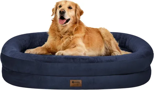 Vista 11 de Cama ortopédica lavable grande para perros: Cama de espuma viscoelástica impermeable para mascotas con refuerzos - Funda ortopédica extraíble