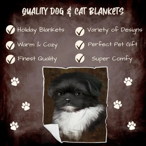 Vista 2 de Rustic Shih Tzu Dog Blanket - Lightweight Super Soft Cozy and Durable Bed Blanket - Animal Theme Fuzzy Blanket for Sofa Bed Couch Luxury Soft