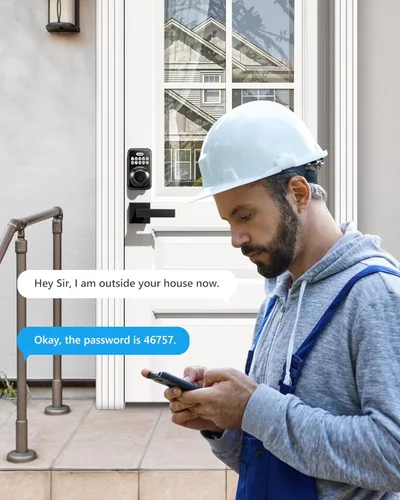 Vista 4 de Zowill - Juego de cerradura electrónica de puerta de entrada delantera sin llave con 2 manijas, con teclado, bloqueo automático, contraseña