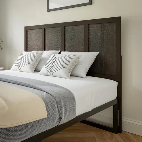 Vista 11 de Flash Furniture Oliver Cabecera de madera tamaño individual, cabecera de dos paneles en color marrón oscuro