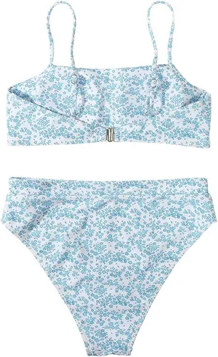 Vista 4 de MOSHENGQI Traje de baño de dos piezas para mujer, con tirantes y de corte alto