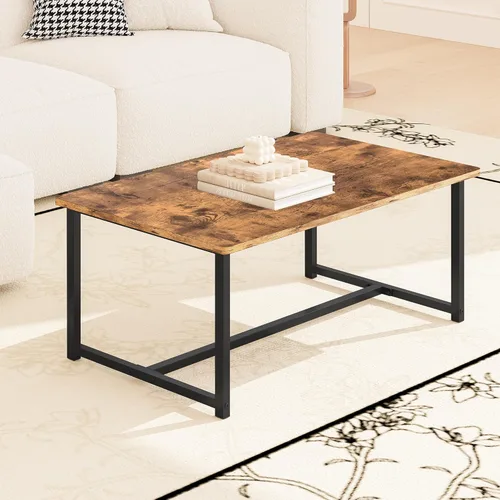 Vista 9 de Mesa de centro para sala de estar, mesas centrales rectangulares modernas para espacios pequeños, muebles industriales, mesas auxiliares de sofá