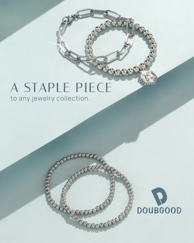 Vista 5 de doubgood - Pulseras de cuentas de oro para mujer, juego de pulseras apilables de oro para mujeres y hombres, pulsera de cuentas elásticas chapada