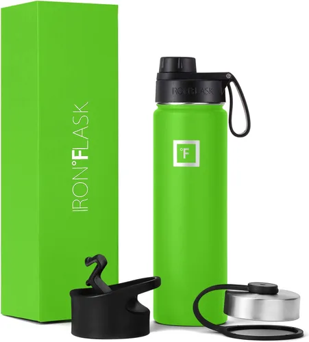 Vista 71 de IRON °FLASK - Botella deportiva de 14, 18, 22, 32, 40, 64 o 128 onzas, 3 tapas (boquilla), acero inoxidable aislado al vacío, doble pared moderna