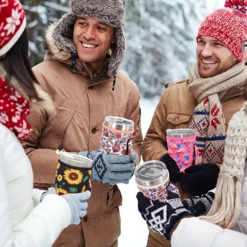 Vista 6 de Mangas aisladas de neopreno con asa para vasos de 30 a 32 onzas, funda reutilizable para tazas de café helado para tazas de café XL de 38-42 onzas