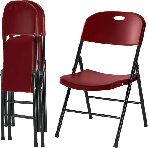 Paquete de 2 sillas plegables de plástico resistente, sillas plegables de capacidad de 300 libras para interiores y exteriores, asientos portátiles