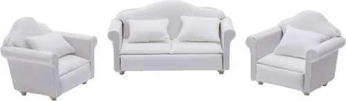 Vista 5 de Muebles de casa de muñecas a escala 1 12, 3 piezas, sofá en miniatura, casa de muñecas de juguete, accesorios de decoración de dormitorio