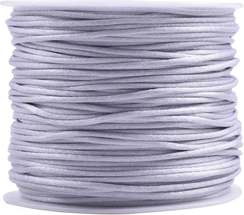 Vista 125 de KONMAY - Cuerda de nailon satinado de seda, 45.72 metros, 0.8mm cola de rata, para nudos chinos, Kumihimo, abalorios, macramé, joyería, Verde manzana