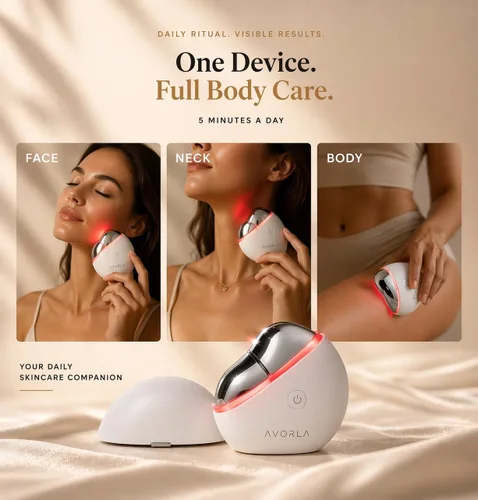 Vista 7 de AVORLA Herramienta facial LED Gua Sha con calor y microcorriente, dispositivo de tonificación de la piel, terapia de luz de la piel