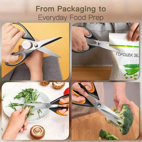 Vista 4 de Astercook Tijeras de Cocina Multiusos Resistente, Juego de 3 Tijeras de Cocina, Utensilios de Cocina de Acero Inoxidable para Cortar Alimentos, Aves