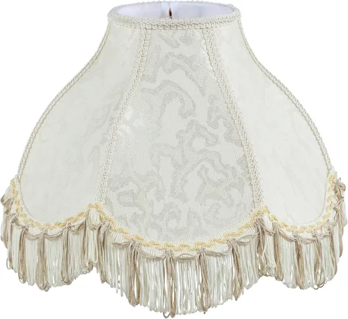 Vista 18 de Aspen Creative 30336 - Pantalla de lámpara tradicional con forma de cúpula festoneada de construcción araña en tela jacquard crema mantequilla, 13