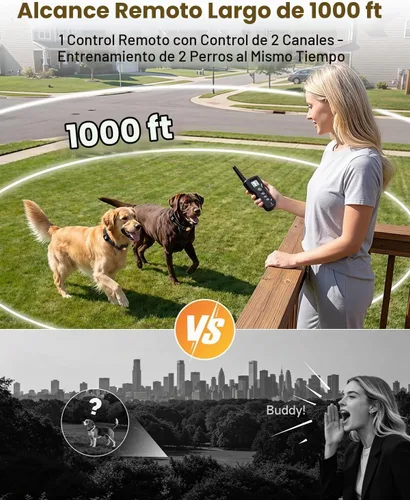 Vista 3 de PATPET - Collar de choque para perro, collar recargable de entrenamiento para perros con control remoto para perros medianos y grandes, 3 modos
