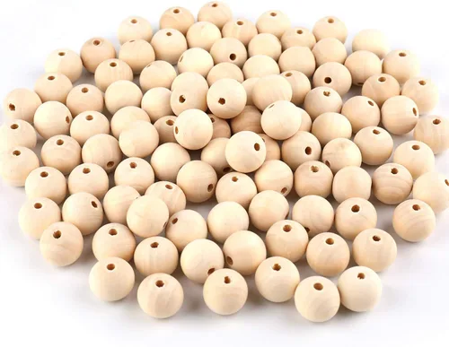 Foraineam 300 cuentas de madera natural de 0.630 in sin terminar redondas sueltas de madera cuentas espaciadoras de madera para hacer manualidades