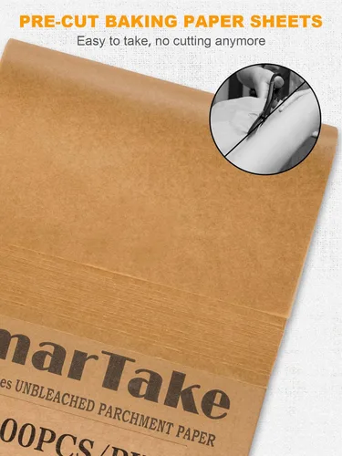 Vista 6 de SMARTAKE 200 hojas de papel pergamino para hornear de 12 x 16 pulgadas con SMARTAKE 200 hojas de papel pergamino de 9 x 13 pulgadas, para hornear
