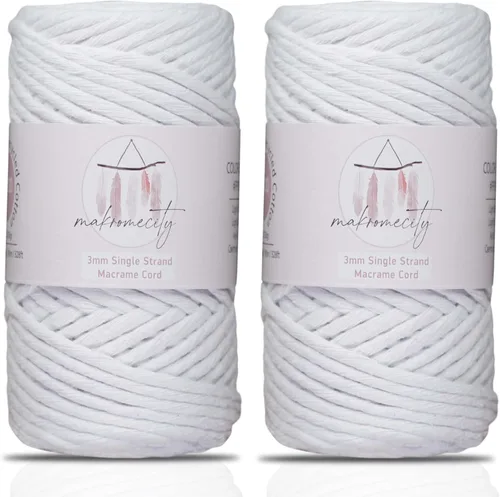 Vista 59 de Makromecity, Cordón de macramé de un solo hilo de 3 mm x 100 yardas (300 pies) de 3 mm de cordón de algodón azul bebé para arte y manualidades