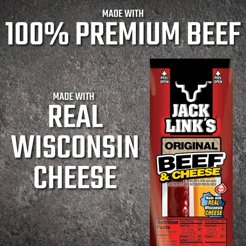 Vista 7 de Jack Link's Paquete combinado original de carne de res y queso, 1.2 onzas, paquete de 48 – Palito de carne de res y queso original 100% hecho