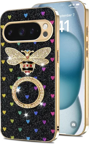 Vista 52 de nancheng for Google Pixel 6 Case for Girls Women Stylish Luxury Bees Design Case with Ring Stand Holder + Strap Lanyard Shockproof Protection Cover