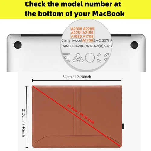 Vista 2 de TYTX - Funda compatible con MacBook Pro de 13 pulgadas, piel sintética 2016-2025 con soporte y rejillas de ventilación para el modelo M2 A2338 M1