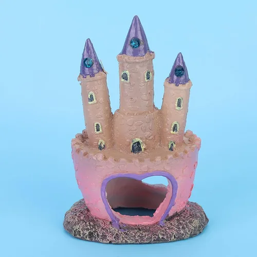 Vista 5 de Decoraciones para peceras pequeñas, decoraciones de pecera de sirena, castillo de peces para acuario, decoración de castillo de resina de acuario